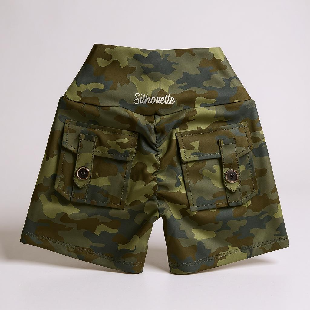 Snatched in camo shorts